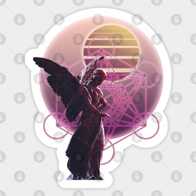 Vaporwave Angel Metatron's Cube Sticker by AnimaSomnia